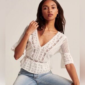 Abercrombie & Fitch white lace peplum top